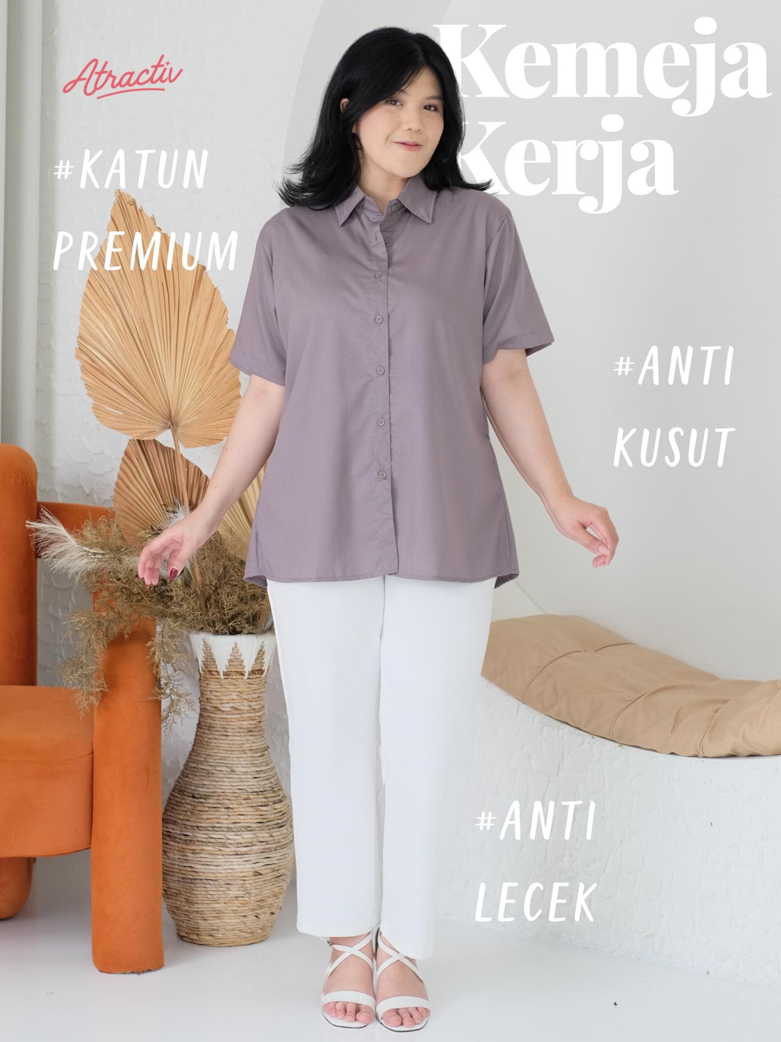 Kemeja Lengan Pendek Anti Lecek Atractiv