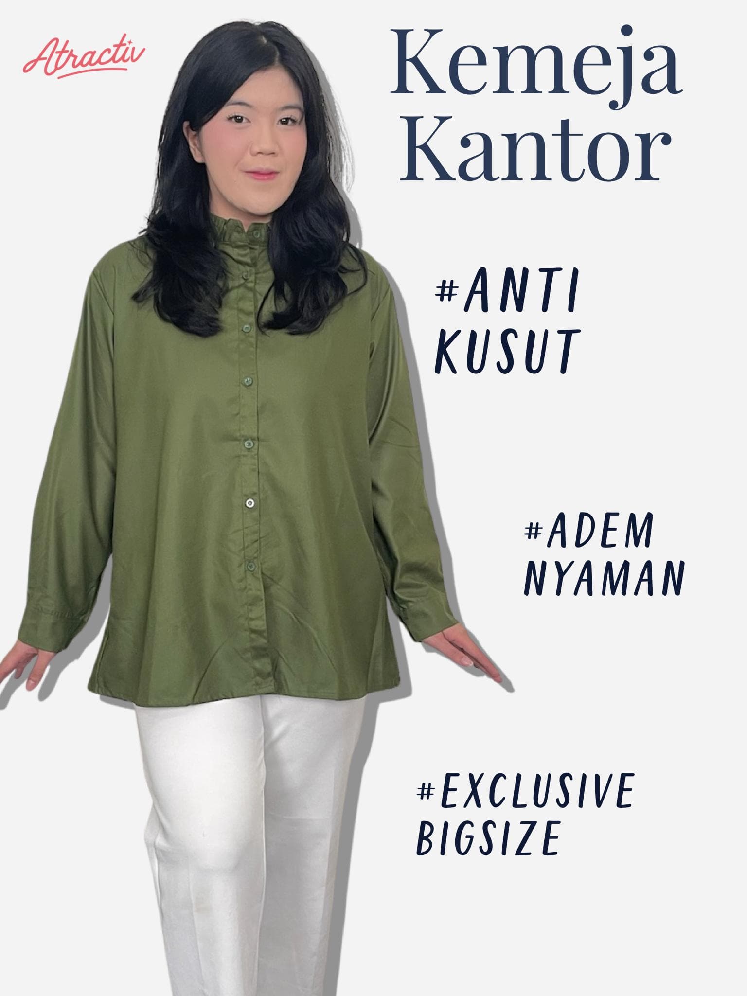 Kemeja Lengan Panjang Anti Lecek ATRACTIV (Army)