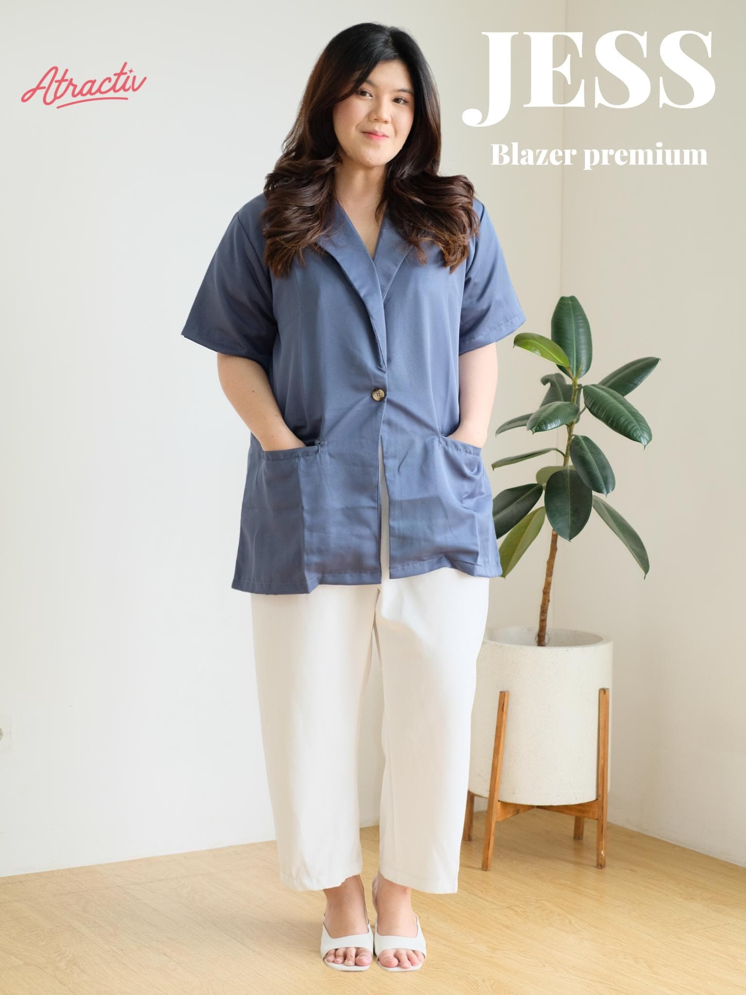 Blazer Jess Semi Formal Biru ATRACTIV